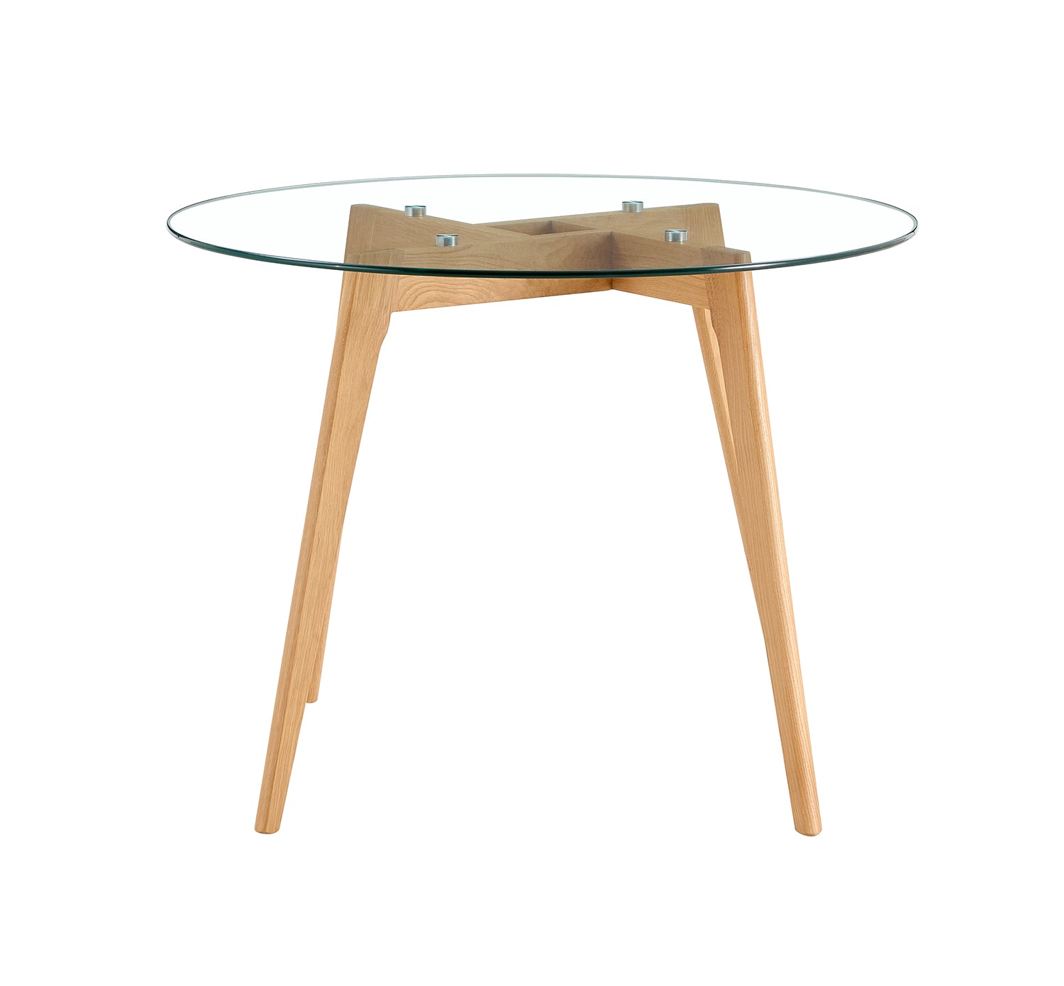 Olav 4-Person Round Dining Table in Glass & White Oak – Bois & Cuir
